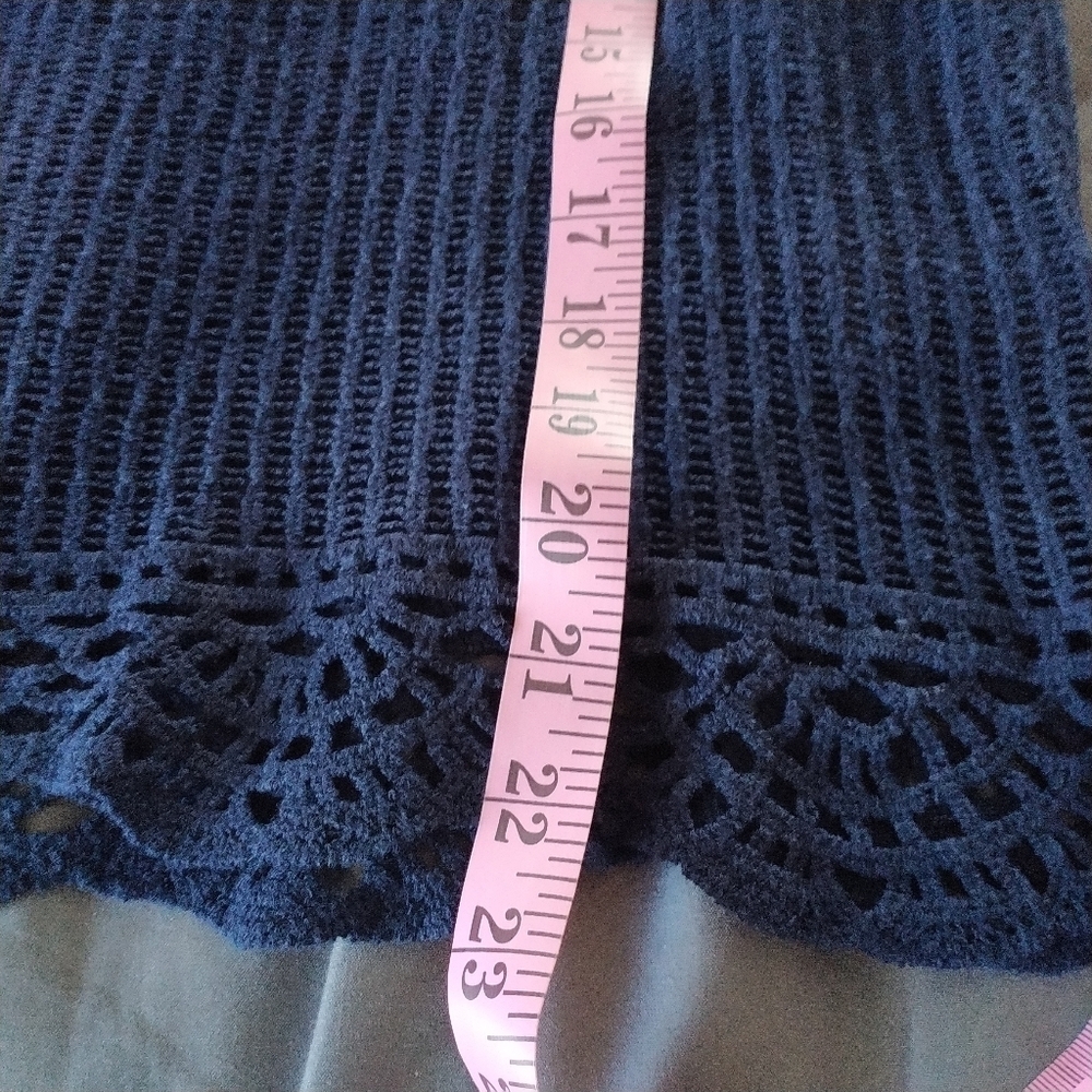 Anthropologie James Coviello Crochet Navy Top XS - Picture 7 of 11
